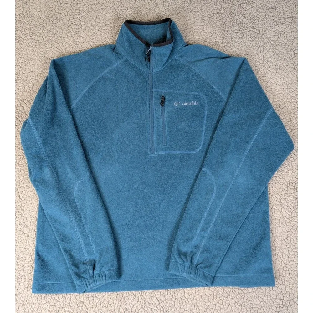 Columbia Men's Blue Quarter-Zip Fleece Pullover Outdoor Activewear Jacket Sz XL